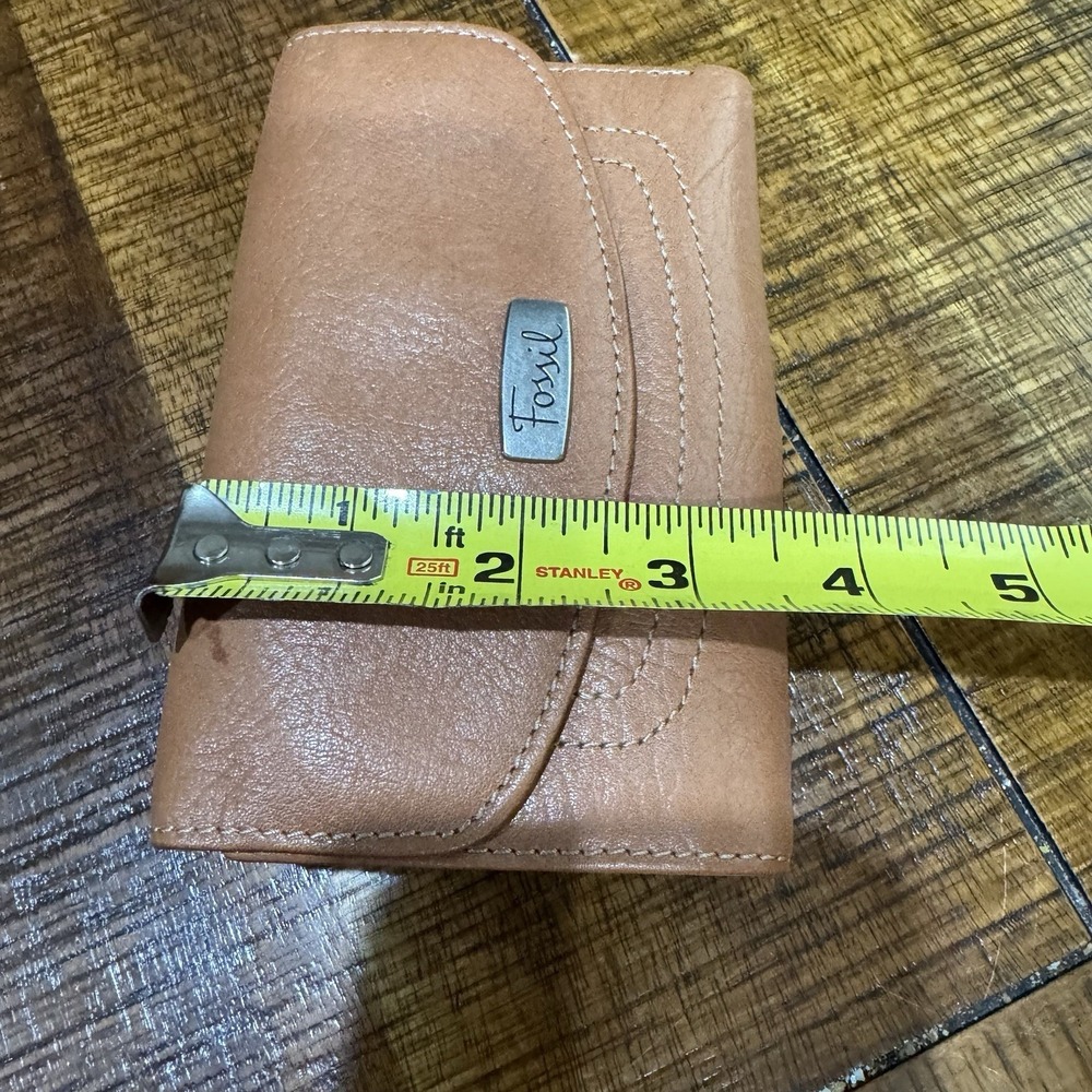 Fossil Hanover Leather Wallet Trifold Brown Cards Coins Money Snap Zipper‎ - Picture 9 of 16